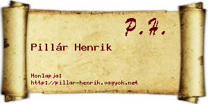 Pillár Henrik névjegykártya