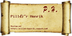 Pillár Henrik névjegykártya